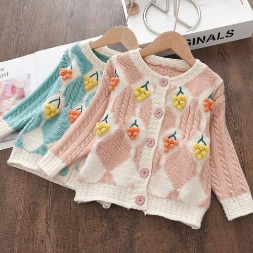 Bear Leader New Autumn Winter Baby Girl Embroider Cardigan Coat Cartoon Fruit Children Clothing Girls Knitted Kids Cardigan Coat