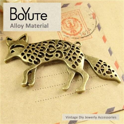 BoYuTe (20 Pieces/Lot) 33*66MM Antique Bronze Plated Zinc Alloy Materials Fox Pendant Diy Jewelry Making Accessories