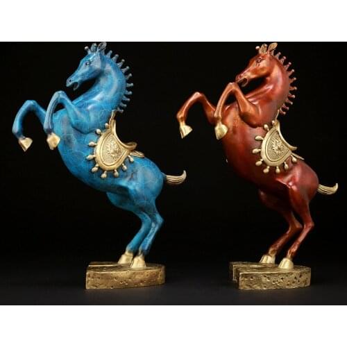 Brass war horse Bronze statue Modern art hand painted copper craft High-end home living room study office decoration statue