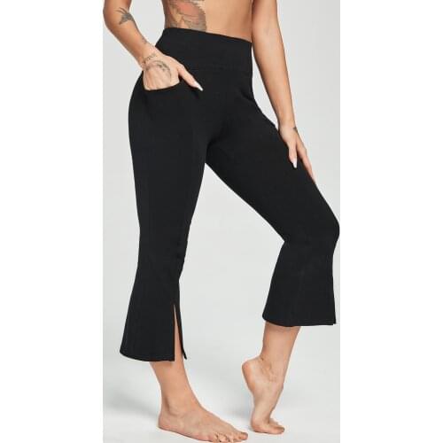 Fitness Loose Yoga Pants High Quality Soft Leggings With Pocket Womens Sport Capris High Waist Slim Tights Wide Leg Gym Clothes