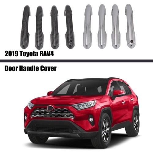 For Toyota RAV4 2019 2020 2021 Carbon Fiber Color Door Handle Cover ABS Decoration Protector Chrome Trim With 2 Smart Set