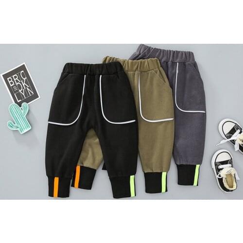 2020 Children Pants reflective stripe Kids Spring Autumn Clothes Girls Trousers for Baby Boys Pants Toddler Pants Ribbed Pants