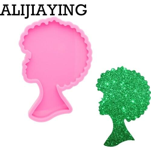 DY0902 Gloss Afro Girl Head Geode Coaster Agate With Epoxy Resin ,Diy Jewelry Craft Tool, Polymer Clay Silicone Mold
