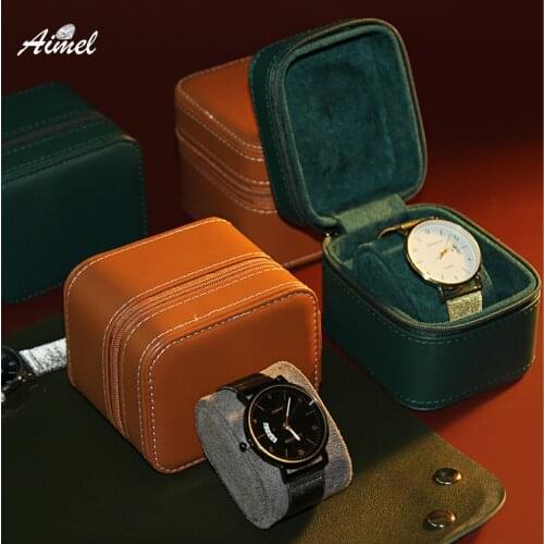 Elegant PU Leather Zipper Watch Storage Box With Pillow Holder European-style Wristwatch Storage Bag Mechanical Watch Gift box