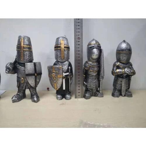 Knight Gnomes Guard Medieval Sword Warrior Resin Ornaments Static Dwarf Soldier Home Patio Decoration Kids Toy Desktop Figures