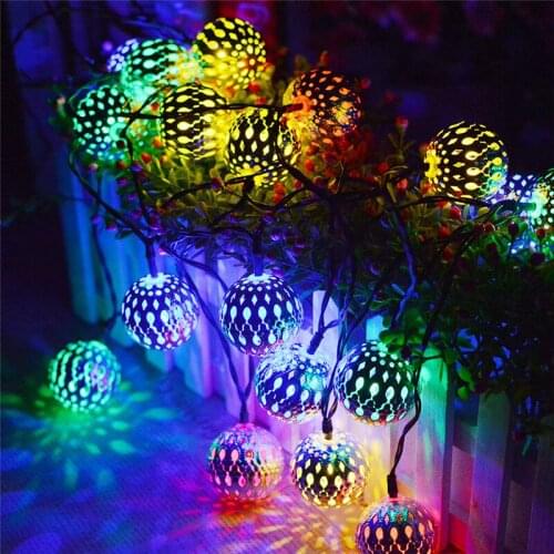 3M 20LEDS Spherical Light String Solar Hollow Moroccan Ball Light String Remote Control Style Corridor Courtyard Home Decor