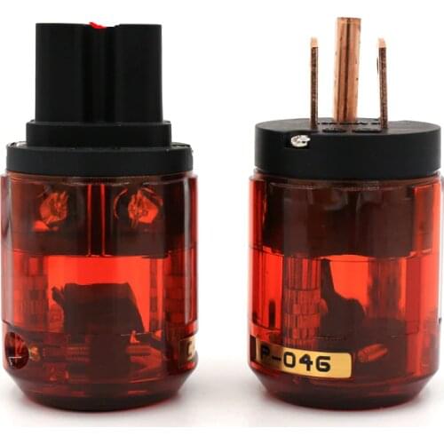 Hifi Audio P-046 + C-046 IEC Connector Pure Copper US AC cord Power Plug & for DIY Power Cable