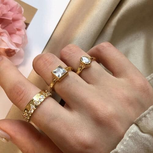Shinny Zircon Beads Finger Rings For Women Fashion Jewelry Gold Round Ring Jewelries Ladies Party Jewellery