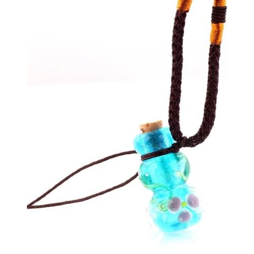 Fashion Flower Pendant Necklace Colorful Lampwork glass Pendant Necklace Essential Oil Diffuser Gourd Perfume Bottle HOT
