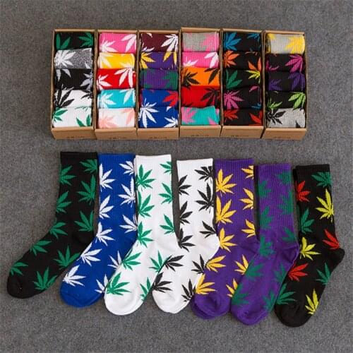5 Pairs/Box Winter High Quality Harajuku chaussette Style Weed Socks Women Mens Cotton Hip Hop Socks Man Meias Calcetines
