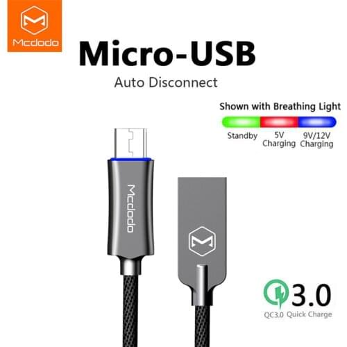 Mcdodo Original Android Micro USB AutoDisconnect Cable Support QC 3.0 4.0 Fast Charging cables for oppo a93 2020