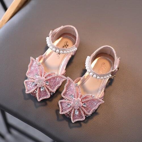 1-7T Blingbling Butterfly Rhinestone Crystal Sandals Summer Girls Princess Shoes For Wedding Party Kids Dance Performance Shoes