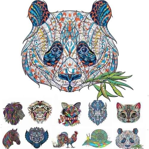 Animal Wooden Jigsaw Puzzle Cock Cat Panda Lion Wooden Puzzle 3D Puzzles Gift For Kids Wood DIY Crafts Animal Shaped Wood