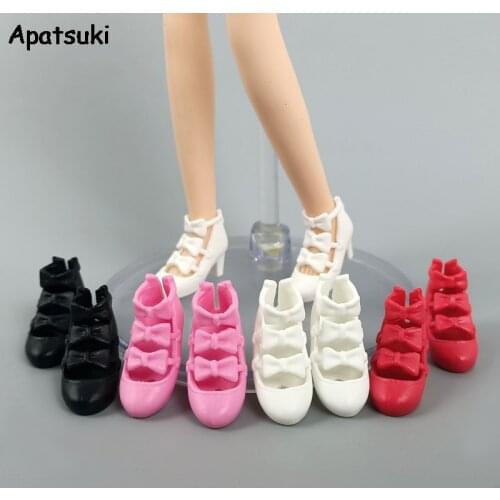 Princess Bowknot High-heel Fashion Doll Shoes for Barbie Doll Shoes for Blythe Doll Ankle Sandals DIY Accessories Kids Toys