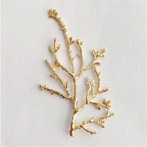 SEA MEW 10 PCS 44*81mm Fashion Metal Alloy KC Gold Branch Connectors Charm For Jewelry Making