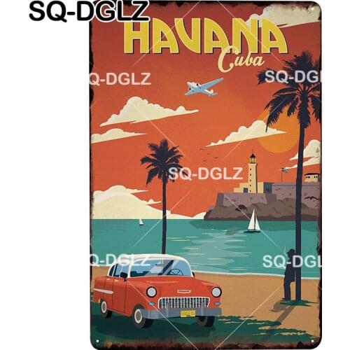 [SQ-DGLZ] HAVANA Metal Sign Vintage Tin Sign Retro Wall Decor for Home Plaque Metal Poster Pub Bar Decor Art Painting