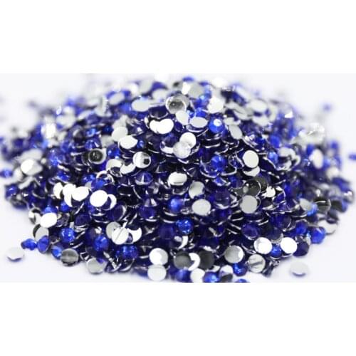 Sapphire Color 3,4,5,6mm Flatback стразы Resin Non hotfix Rhinestones in Bulk Package Plastic Nail Art Decoration for Garment