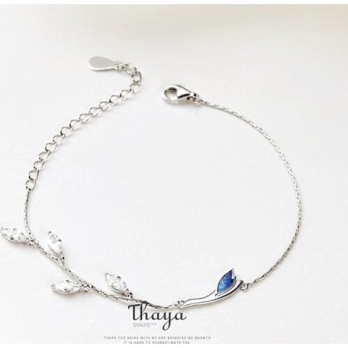 Thaya Chinese Style Beads Bracelets 925 Sterling Silver Blue Crane Bracelets for Girls Elegant Special Jewelry