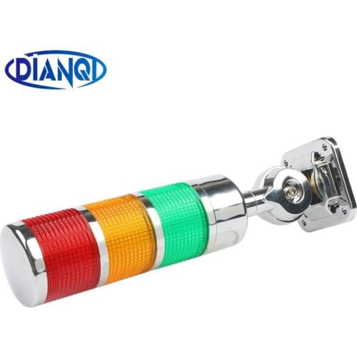 3 layers Silver Rotatable 180 Stack light Red warn light industrial DC 12-24V AC110-220V for CNC machine Steady flash light LED