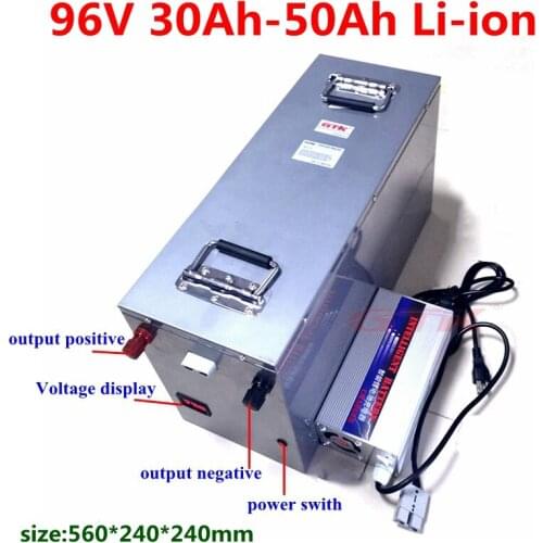 Waterproof 96V 30Ah 40Ah 50Ah Lithium li ion battery pack with BMS 26S for electric scooter yacht motorcycle+109.2V 5Ah charger