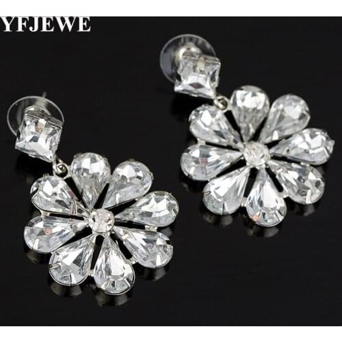 YFJEWE Design Ladies Fashion Luxury Crystal Flower Dangle Earrings Women Fashion Earrings Jewelry Accessories Party Gift #E279