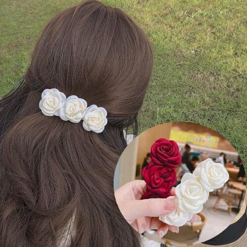 Women Flower Camellia Hairpins Barrettes Spring Hair Clip Bands Bow Wedding Girls Ponytail Hair Accessories Hairstyling Hairgrip