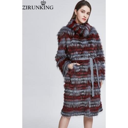 ZIRUNKING Silver Fox Fur Coats