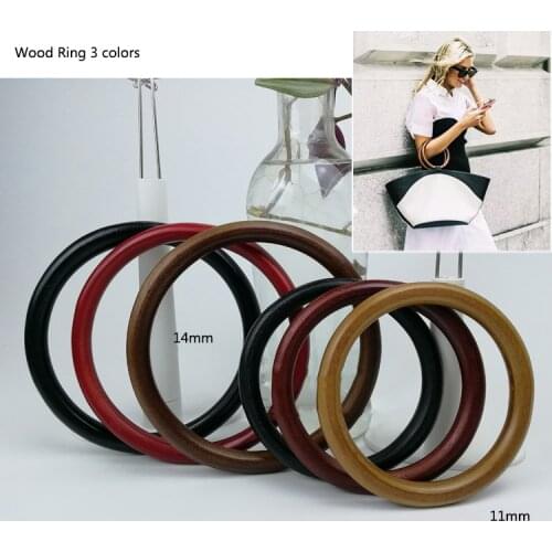 1 Pair 11,14cm Meetee Wood ring DIY Bags Handle Accessories Wooden Bag Frame round hand-pull Purse Frames 3 colors