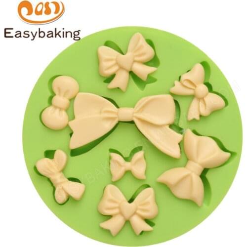1PC Eight Bows Round Silicone Mold 3D Bowknot Candy Chocolate Mould Cake Decorating Tool Kitchen Accessories