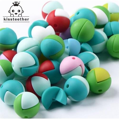 10pcs New Product Half Round Bead Made From Food Grade Silicone With Baby Teether Bracelet/necklace DIY Fashion Silicone Pendant