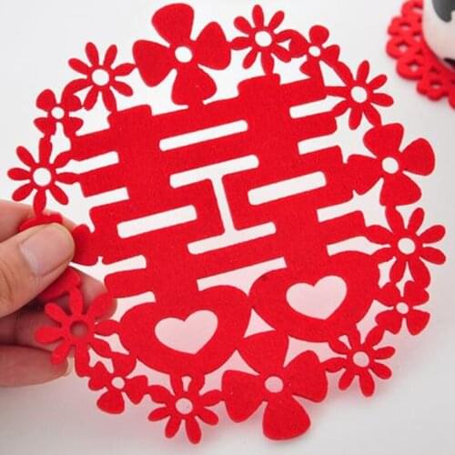 1000pcs Red Shaped coffee Tea Mug Cup Mat Coaster Anti-Skid Table wedding Placemat Holiday Decor NO359