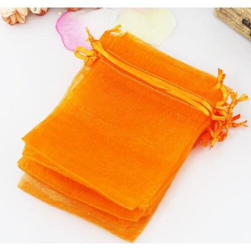 15x20cm (5.9"x7.87")100pcs/lot Drawable Organza Bags Orange Favor Wedding Christmas Gift Bag Jewelry Packaging Bags & Pouches