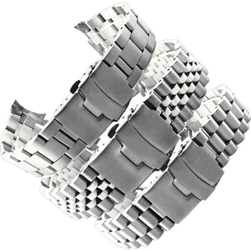 20mm 22mm Stainless Steel Watch Band Strap Silver Polished Mens Luxury Replacement Metal Watchband Bracelet for seiko