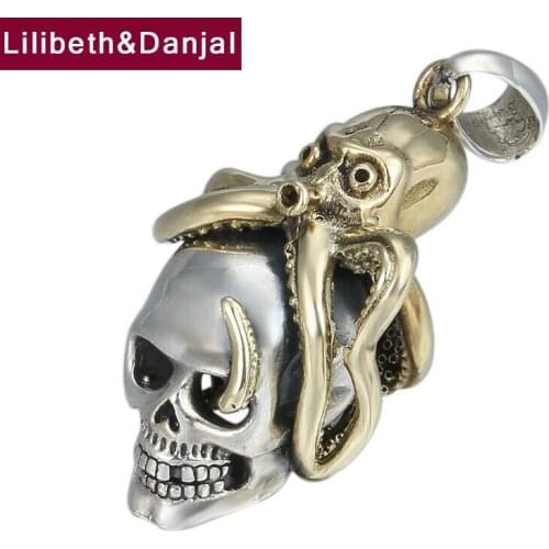 2019 Couple Fashion Pendant 100% 925 Sterling silver Jewelry Men Women Fashion Octopus Skull Necklace Pendant Jewelry making P16