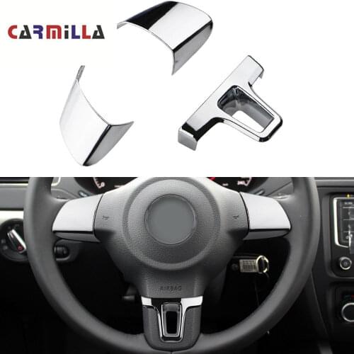 Carmilla 3Pcs Car Steering Wheel Decoration Cover Trim Sticker Fit for Volkswagen VW Tiguan 2010-2016 Touran Passat 2011-2015