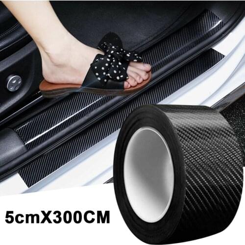 5cm*3m Car Trunk Door Guard Strips Sill Protector Rear Bumper Guard Carbon Fiber Rubber Mouldings Universal Pad Trim