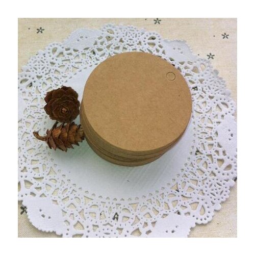 5cm Mini Wedding Decoration 200pcs/lot Brown Black white Kraft Paper Tags Round Label Wedding Gift Hang Tag DIY Food Tag