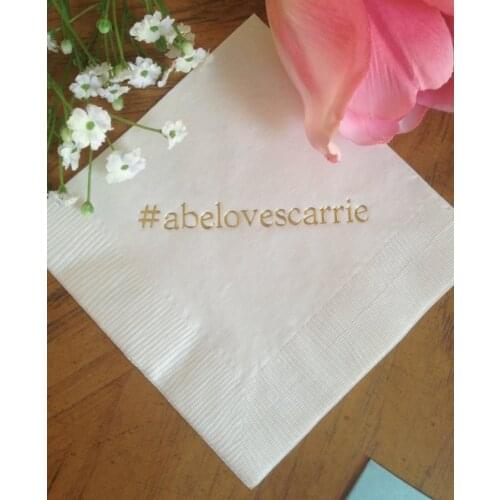 50pcs custom Napkins Wedding engagement Napkins Hashtag Hash Tag birthday baby shower Beverage Luncheon Dinner Guest Towels