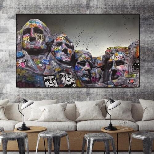 Abstract Graffiti Art President Hill Canvas Painting Wall Art Posters Prints Wall Pictures for Living Room Home Wall Cuadros