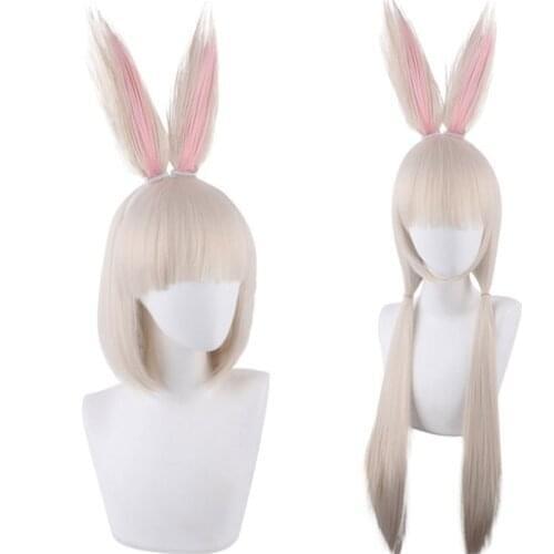 Anime Beastars Cosplay Haru Wig Rabbit Ears Role Playing Wigs Halloween Cosplay Beige Hair Wig Cap Short 30cm Long 70cm