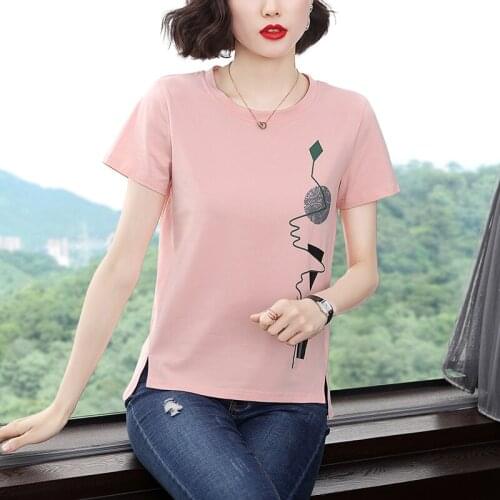 BOBOKATEER Short Sleeve T-shirt Female Clothing Cotton Camisetas De Mujer Plus Size Woman Tshirts O-Neck Casual Tee Shirt Femme