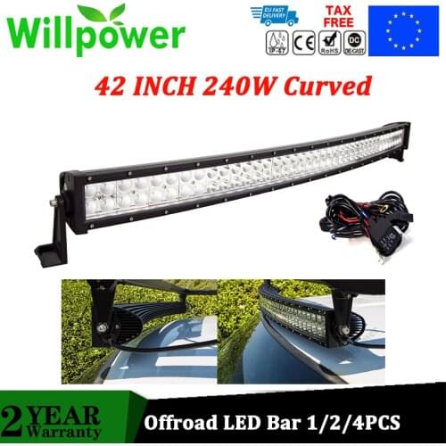 JEEPs 42'' inch 240w combo waterproof IP67 offroad led work light car curved led light bars for trucks