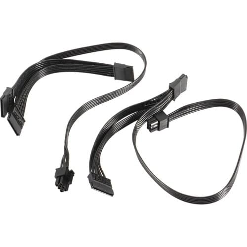 2Pcs 6 Pin to 3X SATA Driver Power Cable for EVGA Supernova 650 750 850 1000 1600 2000 G2 G3 P2 T2 GS