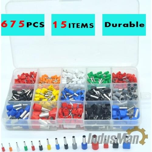 675pcs/Kit cable connector splice insulated terminal block kit wire cable ferrules crimp Pin end terminal from 22-8AWG