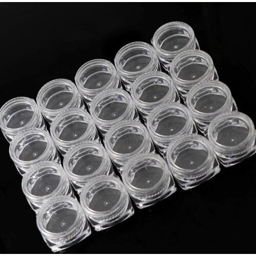 12Pcs/set Transparent Plastic Jewelry Bead Storage Box Small Square Bottom Round Container Jars Make Up Organizer Storage Boxes