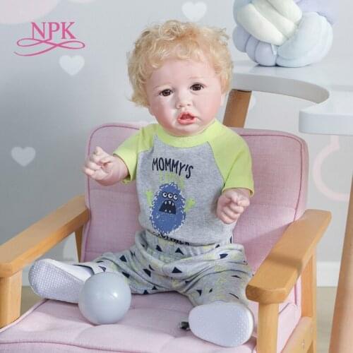 NPK 55CM 22inch bebe doll reborn toddler baby popular reborn Saskia in long dress handmade collectible art doll bath toy