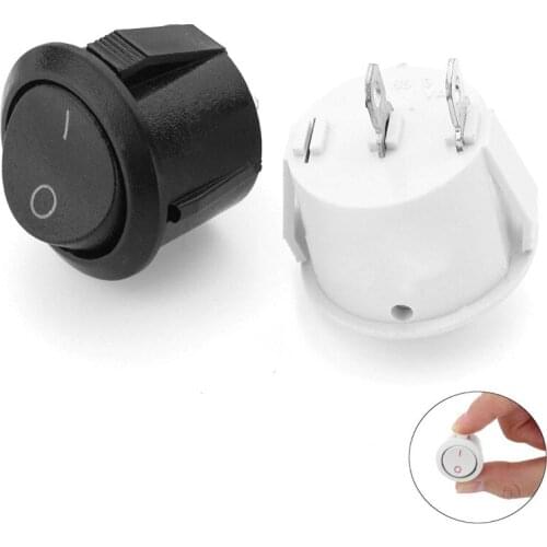 1Pc 14mm Diameter 2 Pins I/O SPST Small Round Boat Rocker Switches Black White ON-OFF Rocker Switch