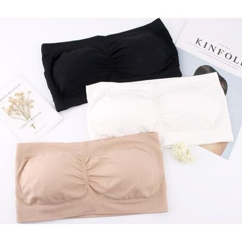 Summer white strapless bandeau bra female chest wrapped lady anti backing Strapless underwear women tube tops back chest women