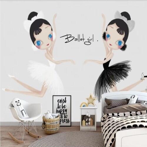 Milofi custom 3D wallpaper mural modern minimalist hand-painted cartoon ballet dance room background wall decoration painting