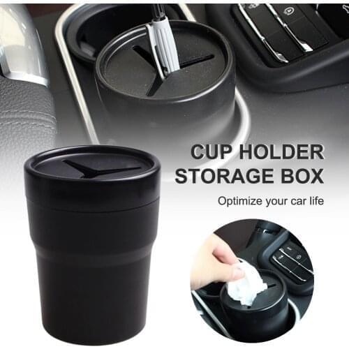 Multifunctional Cup Holder Car Mini Trash Bin Car Trash Can Auto Holder Cap Mounts Portable Vehicle Black Rubbish Garbage Box